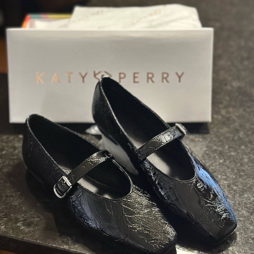 Katy Perry Black Patent Leather Flats NWB